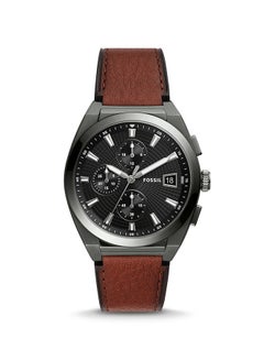Men's Everett Chonorograph Round Shape Leather Strap Wrist Watch FS5797 - 42 mm - Black