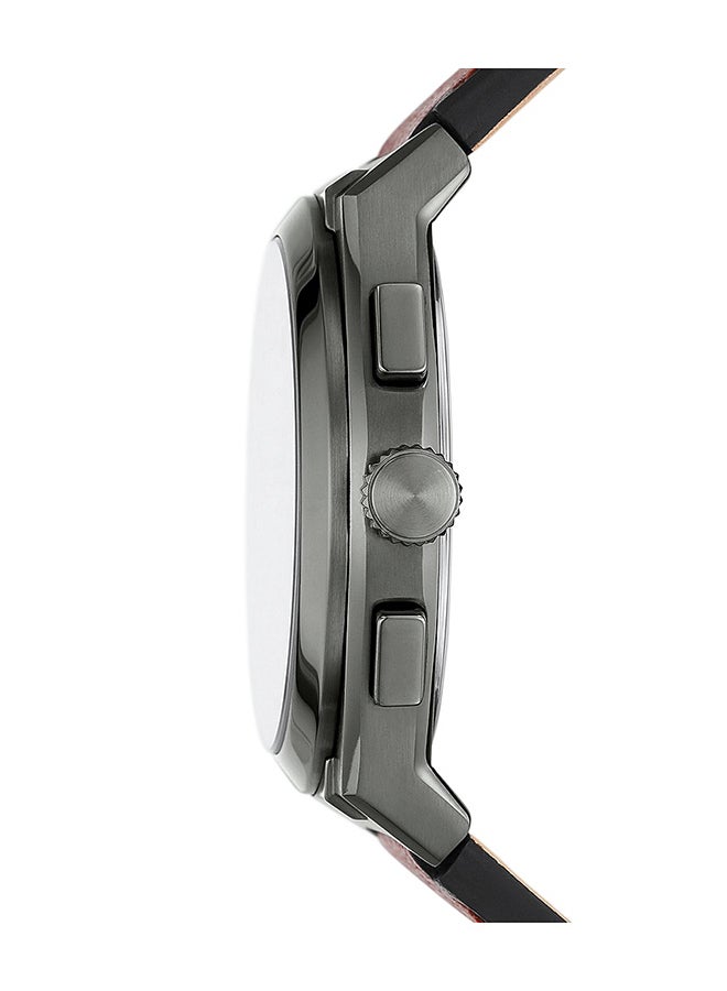 FOSSIL - Men's Everett Chonorograph Round Shape Leather Strap Wrist Watch FS5797 - 42 mm - Black - Image 1