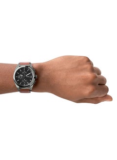 FOSSIL Men's Everett Chonorograph Round Shape Leather Strap Wrist Watch FS5797 - 42 mm - Black  - Image 4