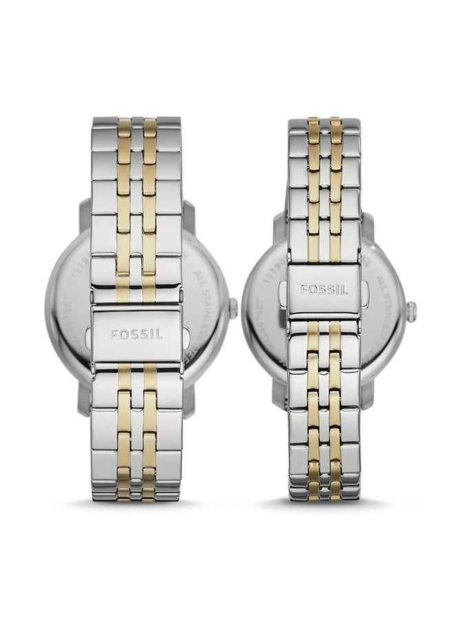 فوسيل طقم ساعة يد بعقارب وسوار من الستانلس ستيل - Image 3