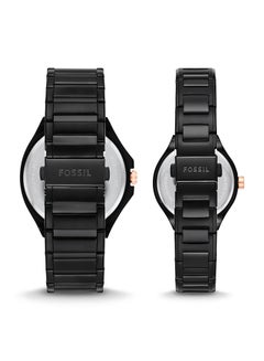 FOSSIL unisex His And Her Stainless Steel Chronograph Wrist Watch BQ2645SET - 45MM - Black  - Image 2