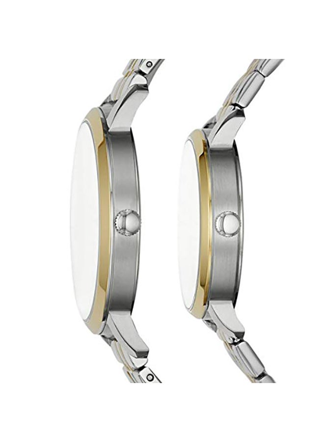 فوسيل طقم ساعة يد بعقارب وسوار من الستانلس ستيل - Image 4