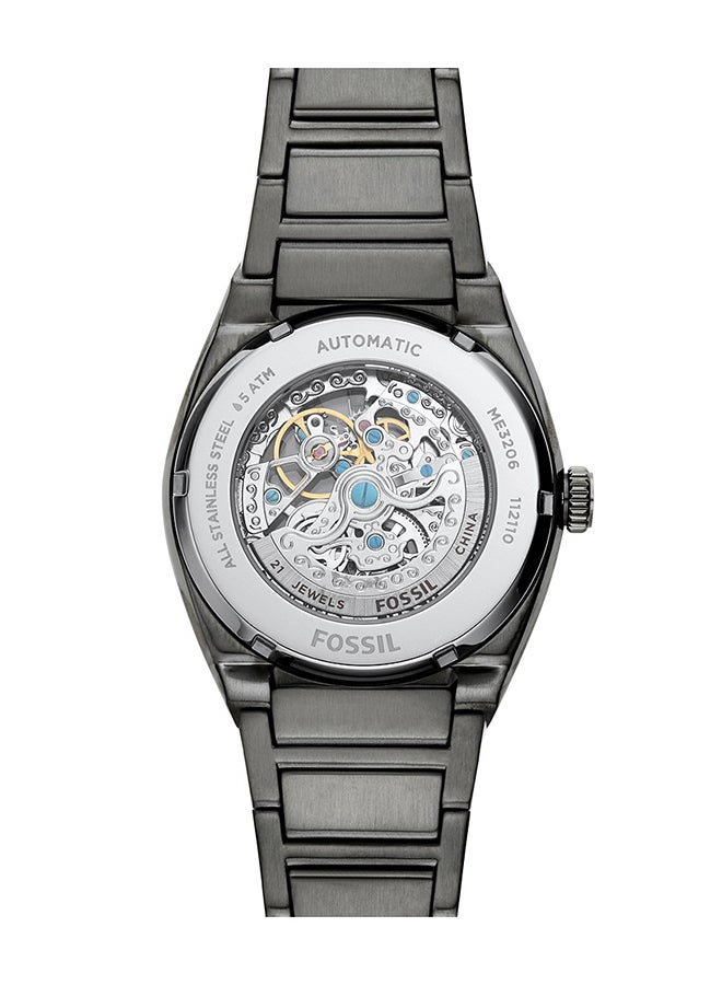 FOSSIL Men's Everett Round Shape Stainless Steel Automatic Wrist Watch ME3206 - 42 mm - Grey  - Image 4