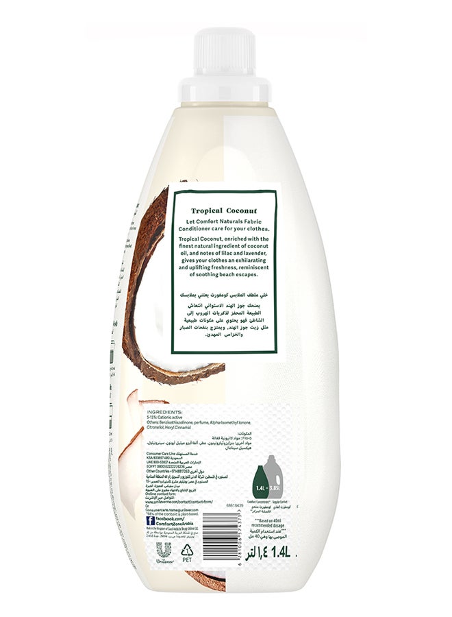 Comfort Naturals Fabric Softener Tropical Coconut Plant-Based Formula Multicolour 1400ml - Image 2