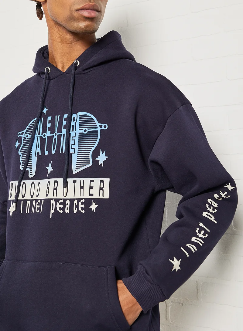 Blood Brother Cuba Graphic Hoodie Navy