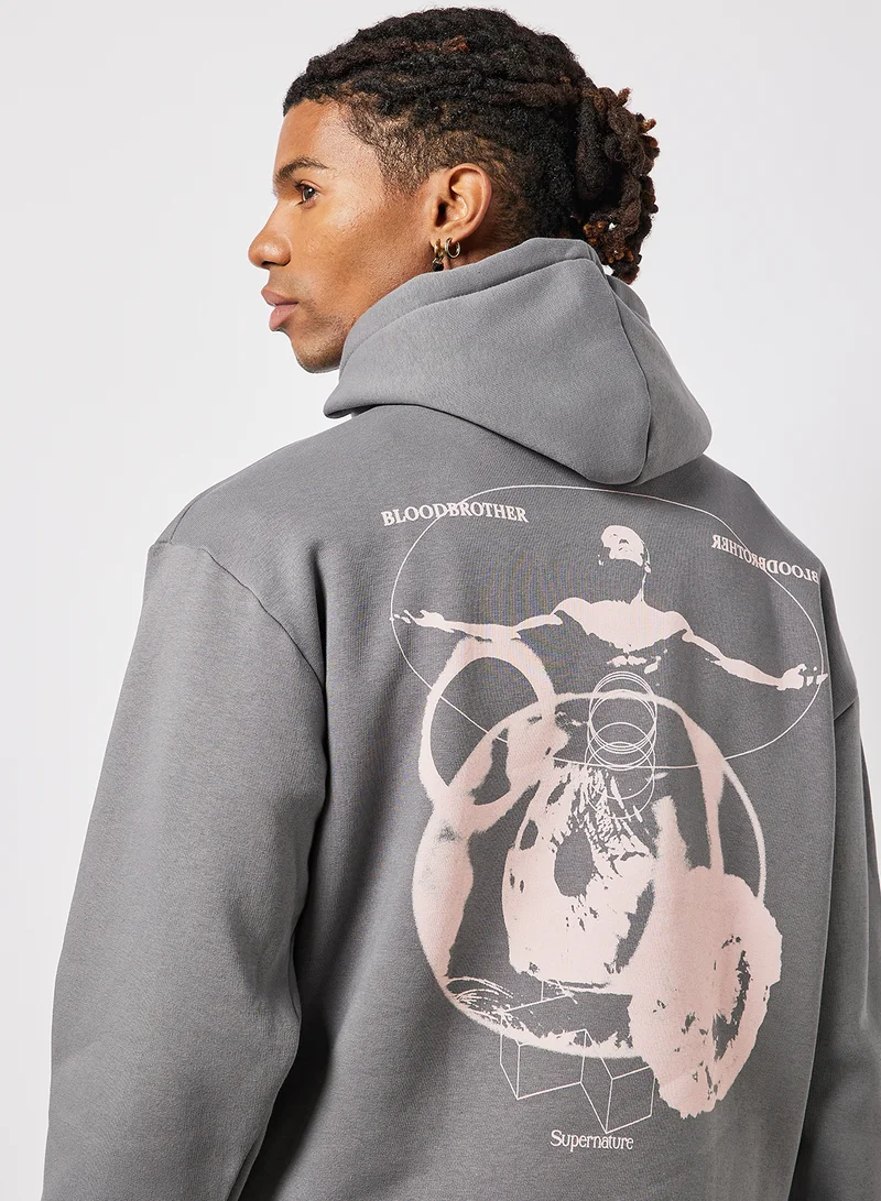 بلود براذر Skyhouse Graphic Hoodie Grey