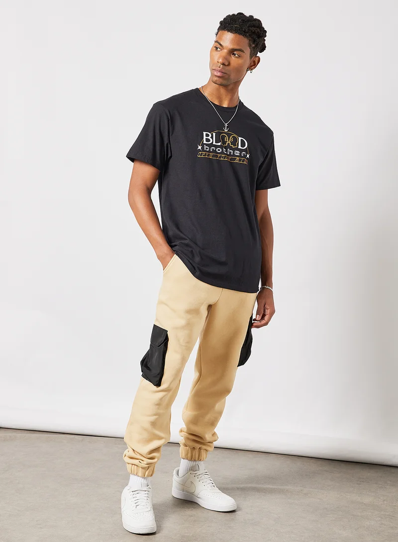 Blood Brother Skyline Slogan T-Shirt Black