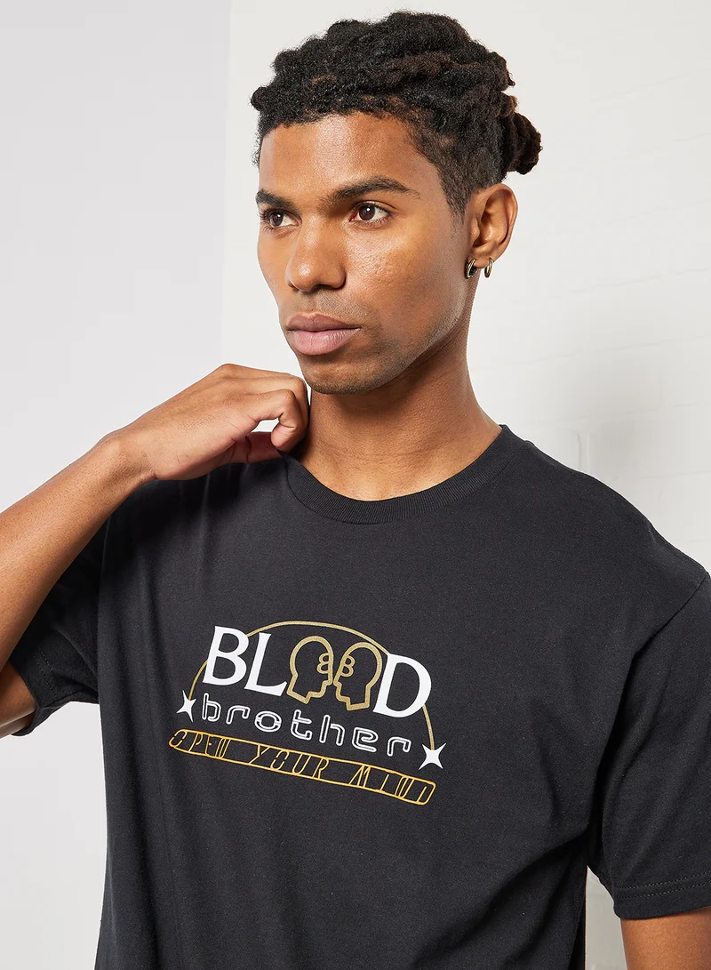 Blood Brother Skyline Slogan T-Shirt Black