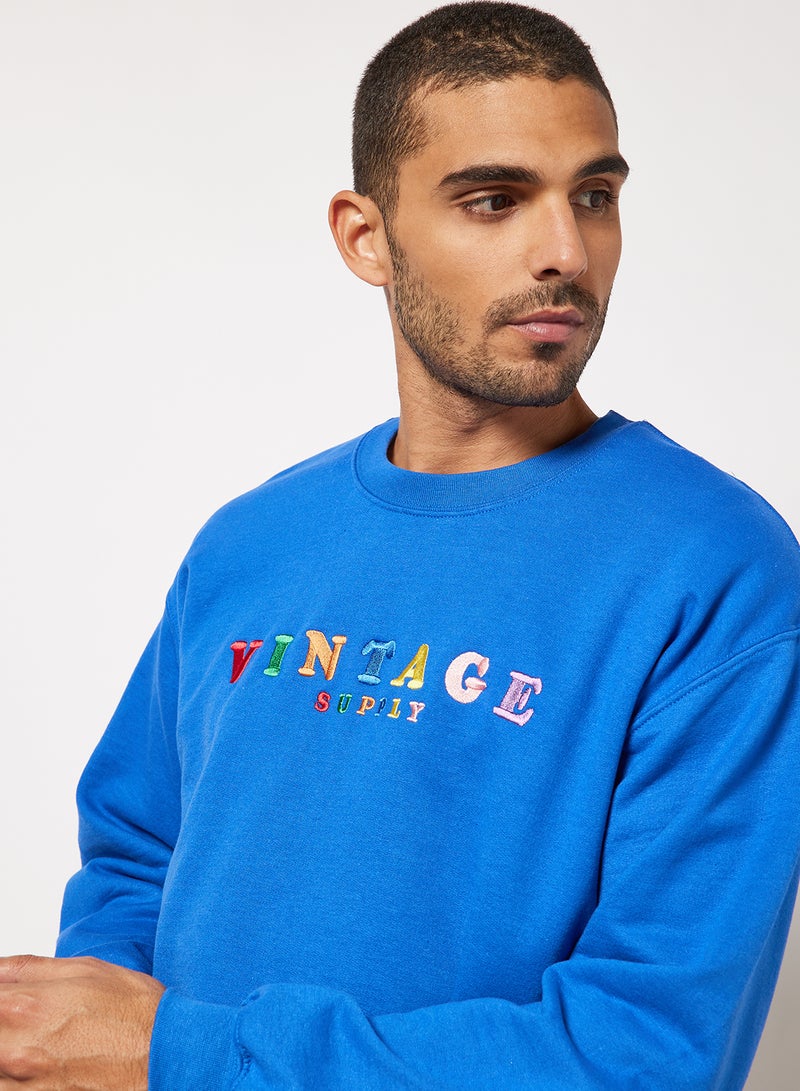Vintage Supply - Logo Print Sweatshirt Blue - Image 1