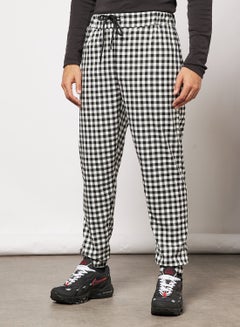 Gingham Print Joggers Black