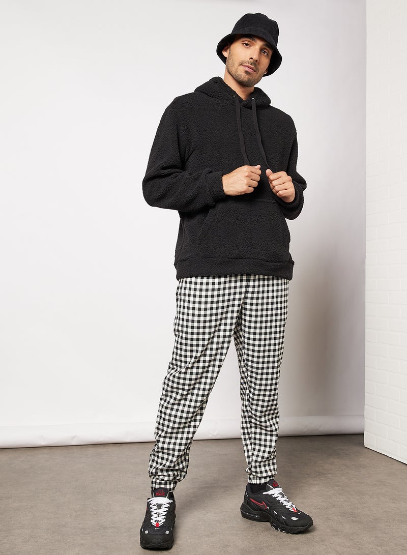 Vintage Supply - Gingham Print Joggers Black - Image 1