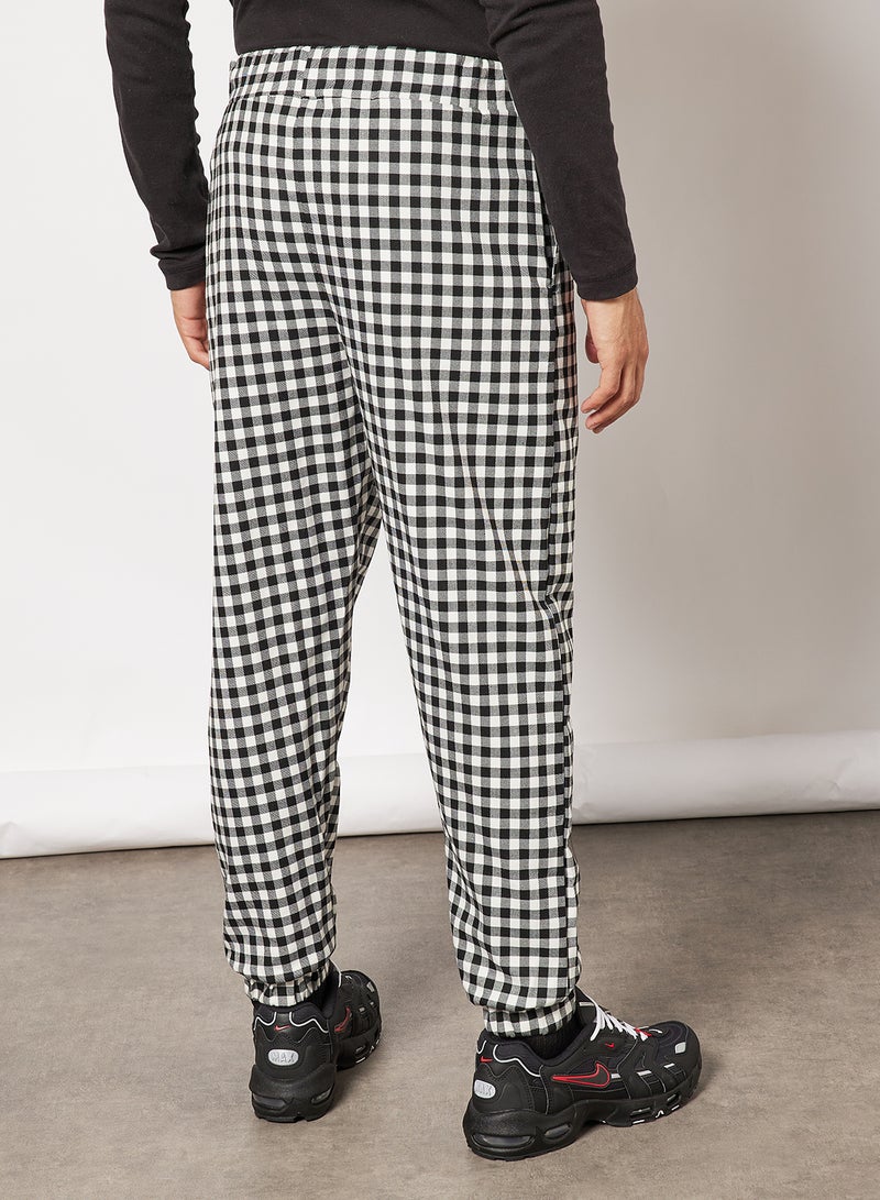 Vintage Supply - Gingham Print Joggers Black - Image 1