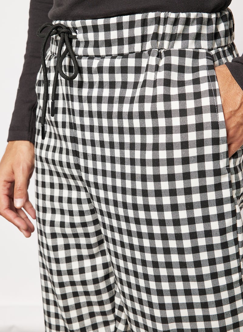 Vintage Supply - Gingham Print Joggers Black - Image 1