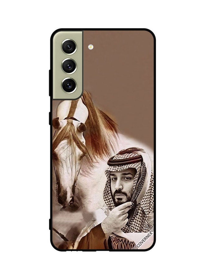 Covernex Samsung Galaxy S21 Protective Case Cover Printed Featuring FE Protective Case Cover Printed Featuring Mohammad Bin Salman In Front Of Horse DESIGN_0192 - Image 1