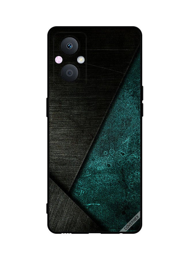 Covernex Oppo A96 Protective Case Cover Printed Featuring Black & Dark Green Pattern DESIGN_0027 - Image 1