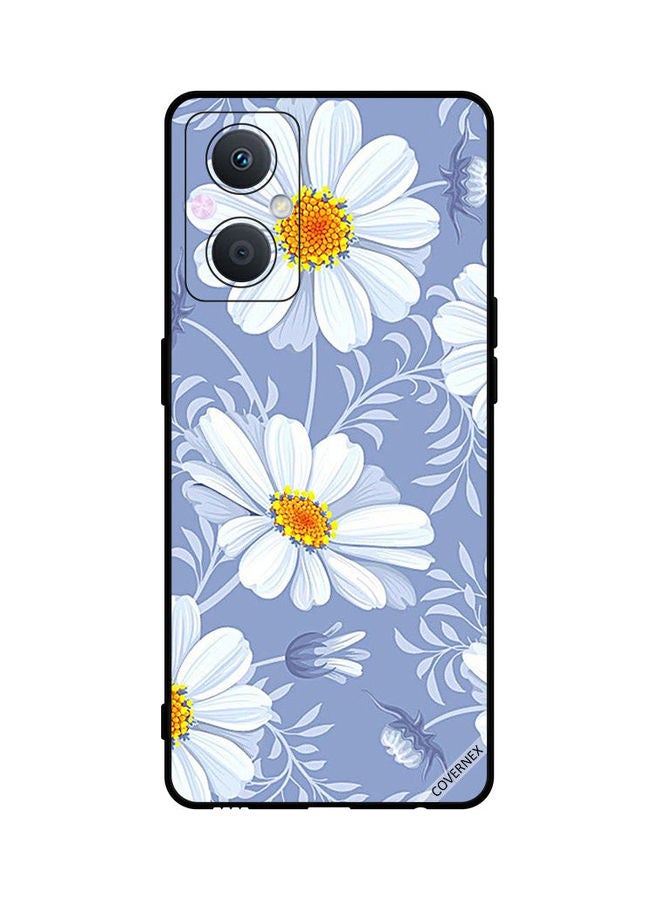 كوفرنيكس Oppo A96 Protective Case Cover Printed Featuring Bloming White Flowers DESIGN_0043 - Image 1