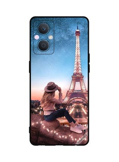 Protective Case Cover For Oppo A96 Brown Hat Girl and Eiffel Tower