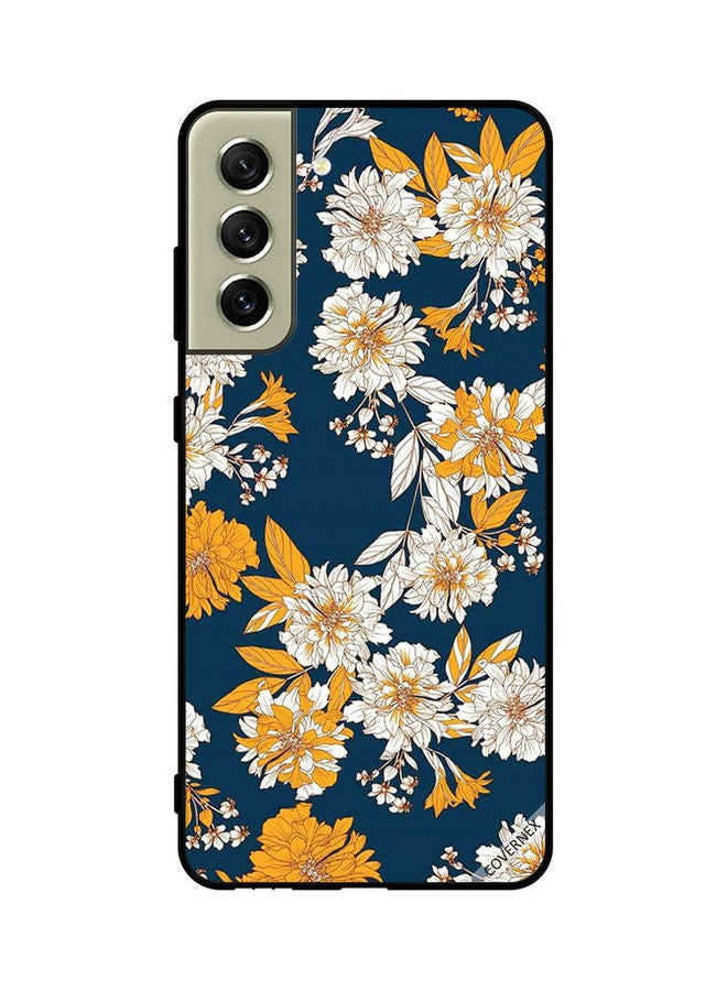 Covernex Samsung Galaxy S21 Protective Case Cover Printed Featuring FE Protective Case Cover Printed Featuring Yellow White Flowers & Leaves Pattern DESIGN_0294 - Image 1