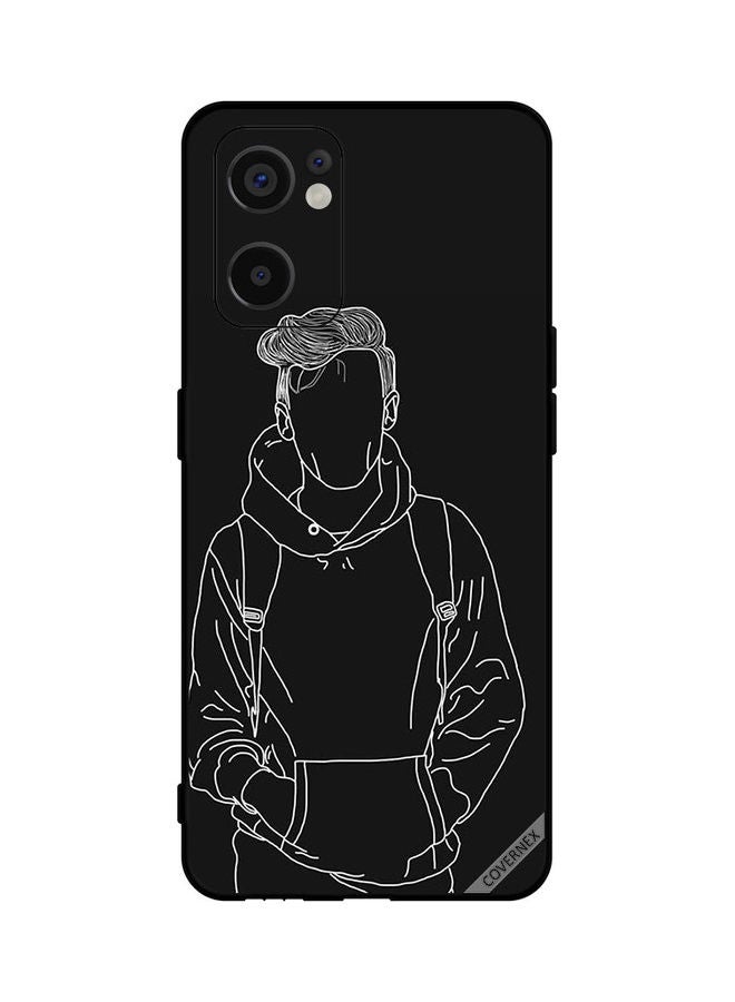Covernex Protective Case Cover For Oppo Reno7 SE 5G Sketch Of Jacket Boy Black - Image 1