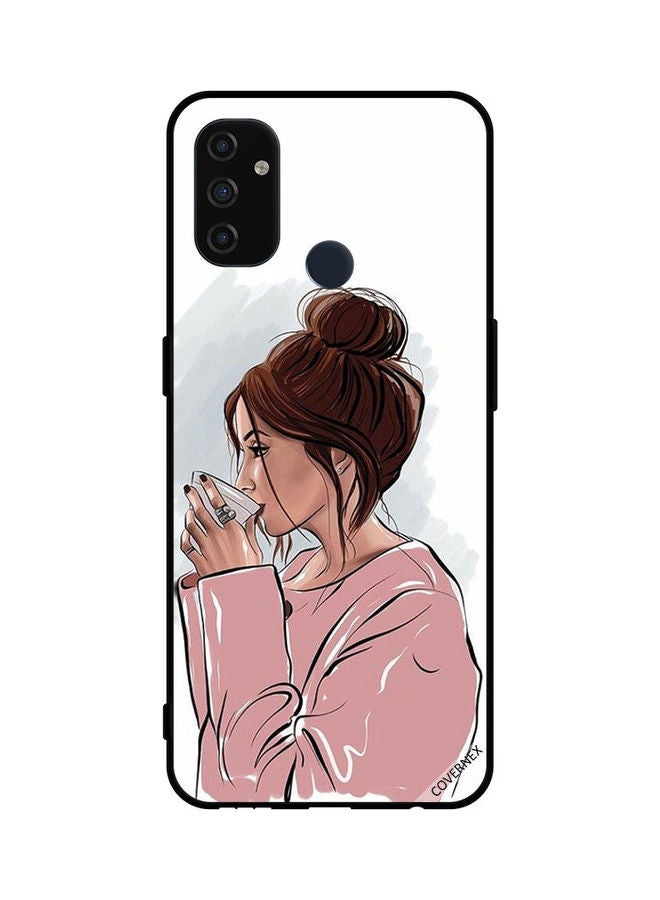كوفرنيكس غطاء حماية واق لهاتف ون بلس نورد N100 طبعة فتاة تشرب الشاي - Image 1