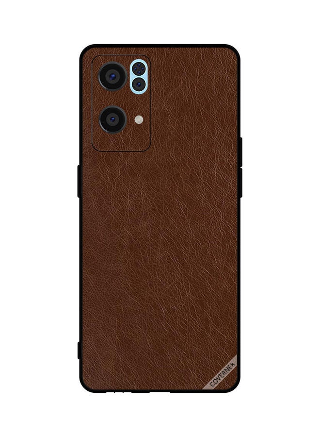 Covernex Oppo Reno 7 Pro 5G Protective Case Cover Printed Featuring Dark Brown Leather Pattern DESIGN_0077 - Image 1