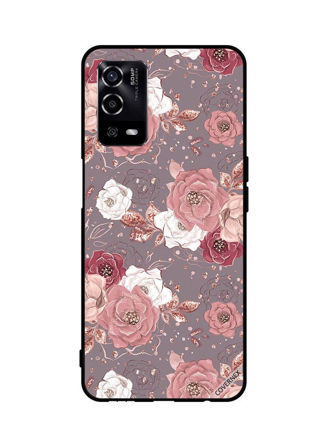 Protective Case Cover For Oppo A55/56 Chocolate Colour Floral Pattern