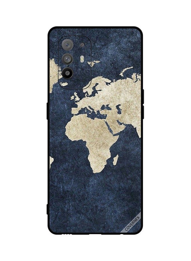 Covernex Protective Case Cover For Oppo A95 Map On Jeans Pattern - Image 1