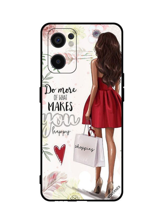 كوفرنيكس Oppo Reno 7 SE 5G Protective Case Cover Printed Featuring Shopping Makes Me Happy DESIGN_0253 - Image 1