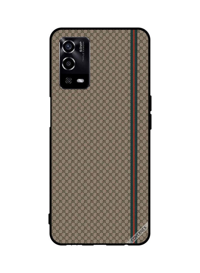 Covernex Protective Case Cover For Oppo A55/56 Red and Green Strips On Brown Pattern - Image 1