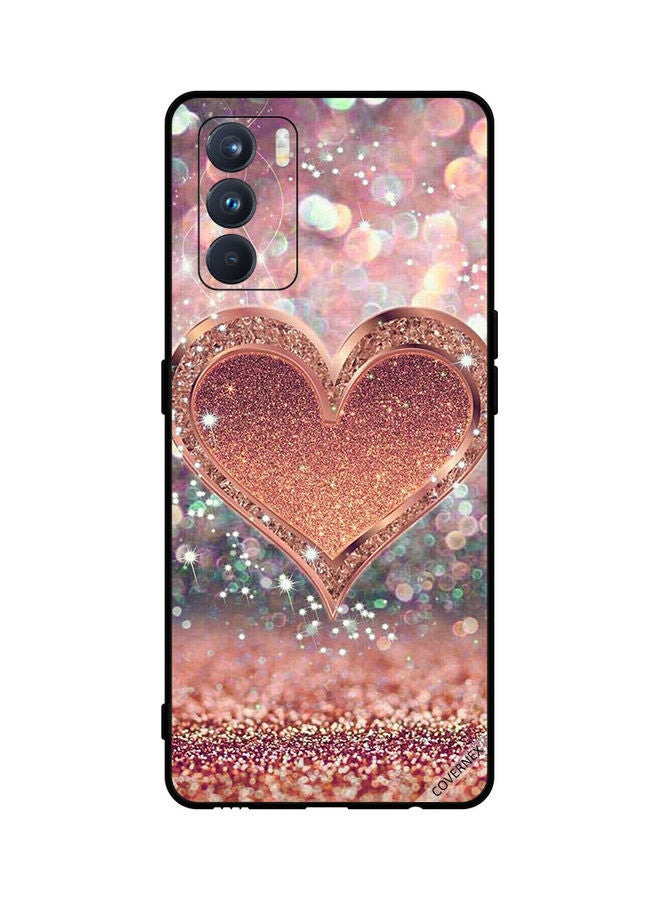 Covernex Oppo K9 Pro Protective Case Cover Printed Featuring Golden Glitter Heart DESIGN_0125 - Image 1
