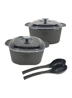 JAYPEE 4-Piece Plastic Festiva Casserole Twin Set Dark Grey 36.5x23x11.7cm  - Image 1