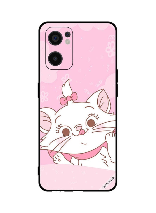 Covernex Protective Case Cover For Oppo Reno7 SE 5G Cat Pink Hairclip - Image 1
