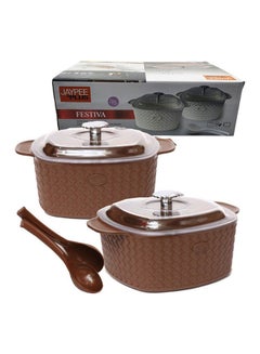 JAYPEE 4-Piece Festiva Casserole Set With Serving Spoon Brown 36.5x23x11.7cm  - Image 3