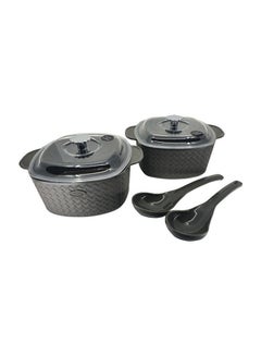 JAYPEE 4-Piece Plastic Festiva Casserole Twin Set Dark Grey 36.5x23x11.7cm  - Image 2