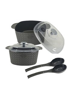 JAYPEE 4-Piece Plastic Festiva Casserole Twin Set Dark Grey 36.5x23x11.7cm  - Image 3