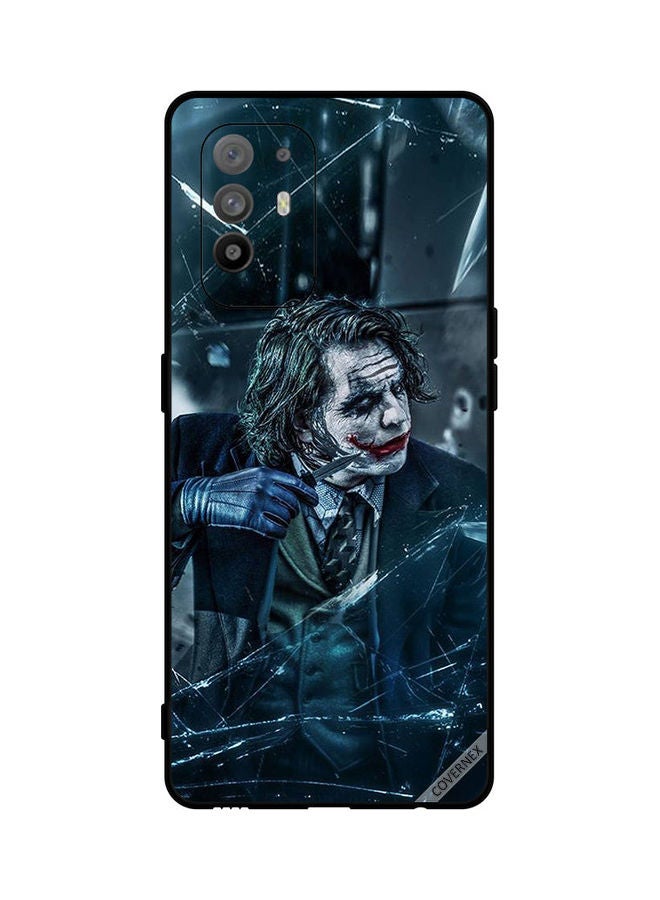 Covernex Oppo A95 Protective Case Cover Printed Featuring He Is So Serious Behind Cracked Glass DESIGN_0138 - Image 1