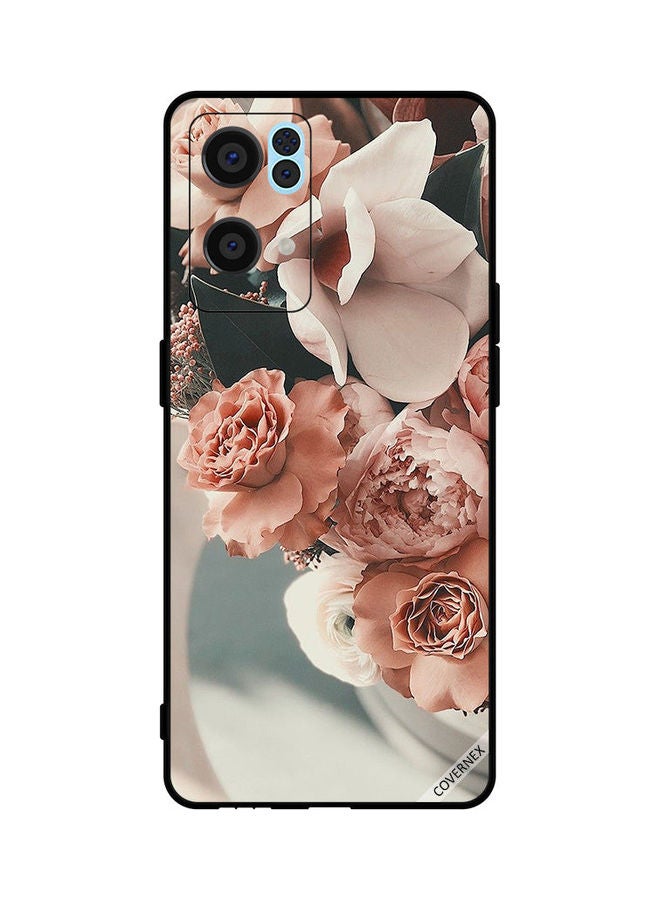 Covernex Oppo Reno 7 Pro 5G Protective Case Cover Printed Featuring Bouquet Of Peach Flowers DESIGN_0050 - Image 1