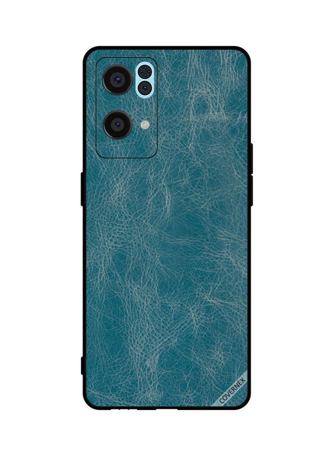 كوفرنيكس غطاء حماية،  واقي ، لهاتف أوبو رينو 7 برو 5G . تصميم لجلد بلون أزرق - Image 1