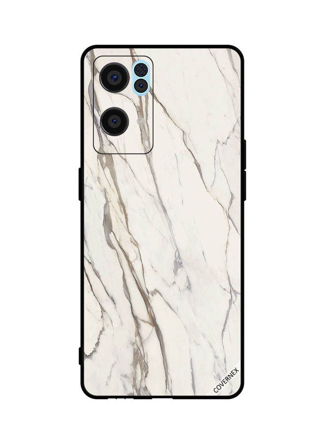 Covernex Oppo Reno 7 Pro 5G Protective Case Cover Printed Featuring White Cracked Marble Pattern DESIGN_0287 - Image 1