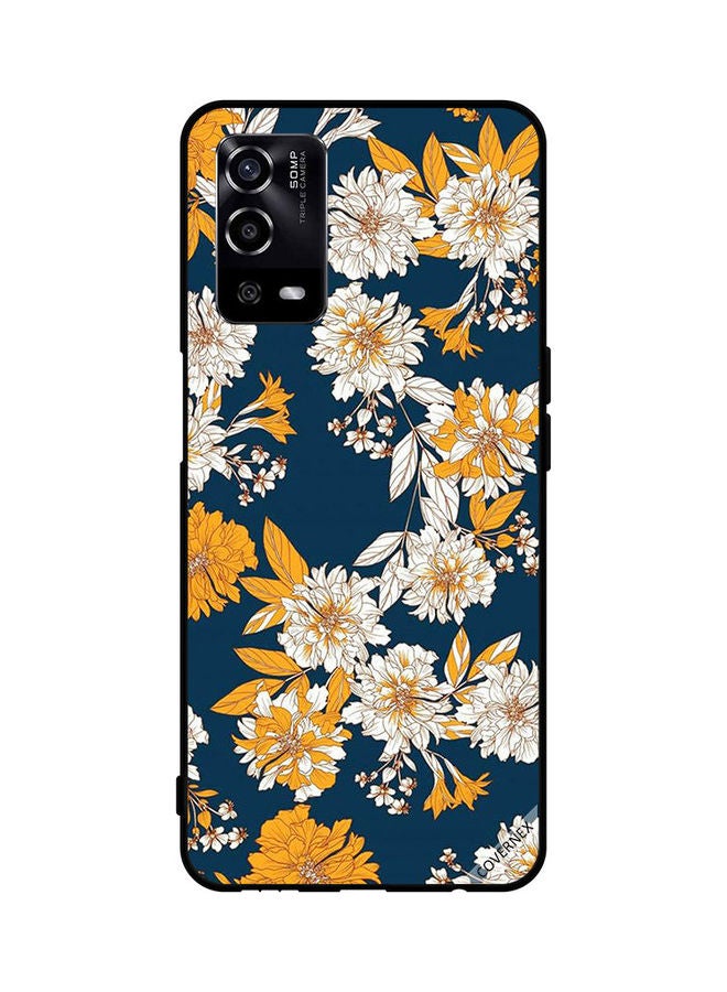 Covernex Oppo A55 Protective Case Cover Printed Featuring Yellow White Flowers & Leaves Pattern DESIGN_0294 - Image 1