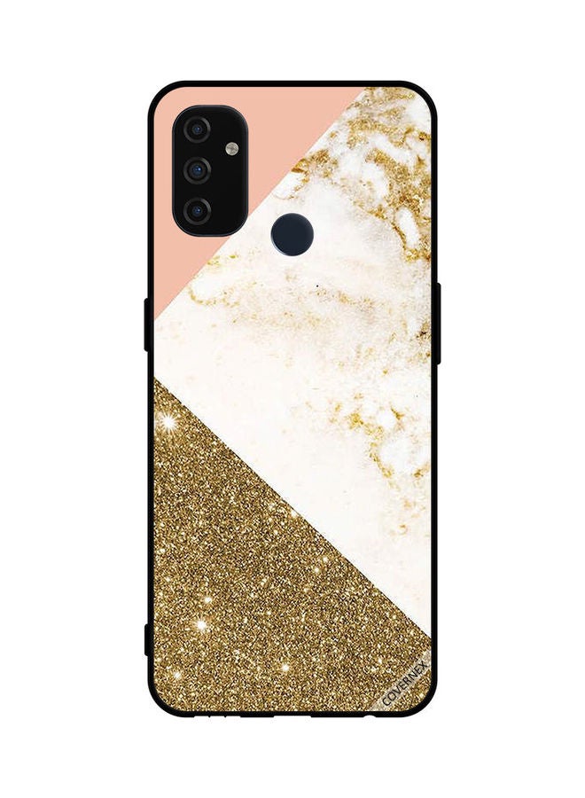 Covernex Oneplus Nord N100 Protective Case Cover Printed Featuring Golden Glitter & Matble Pattern DESIGN_0124 - Image 1