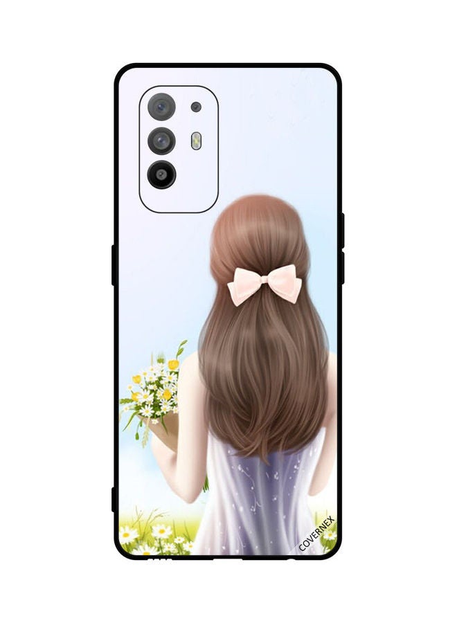 Covernex Oppo A95 Protective Case Cover Printed Featuring Lovely Girl Holding Flowers DESIGN_0179 - Image 1