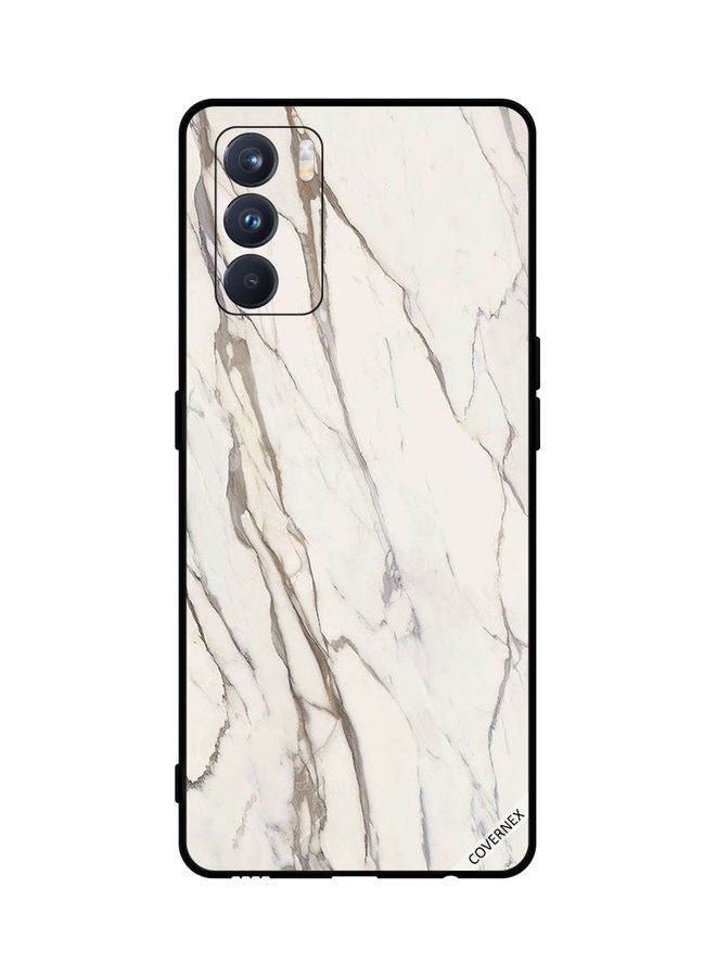 Covernex Oppo K9 Pro Protective Case Cover Printed Featuring White Cracked Marble Pattern DESIGN_0287 - Image 1