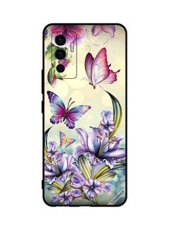 Protective Case Cover For Vivo V23e 5G Purple Flowers and Butterflies