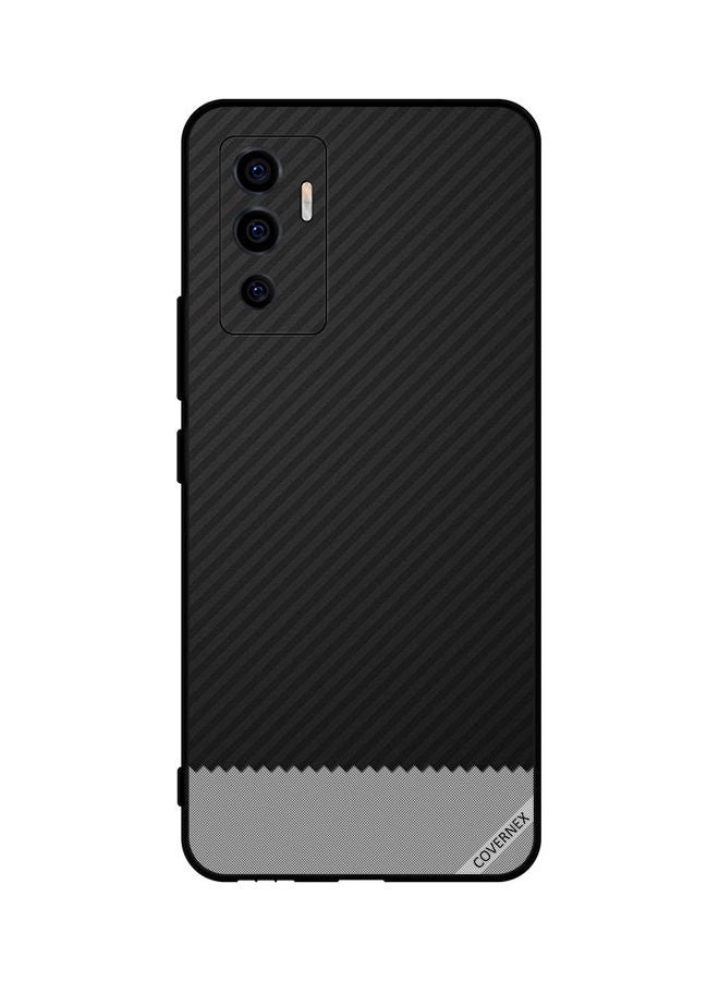 Covernex Protective Case Cover For Vivo V23e 5G Black and Grey Strips Pattern - Image 1
