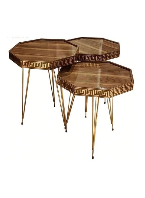 3-Piece Serving Table Set Brown 40 x 40 x 59cm