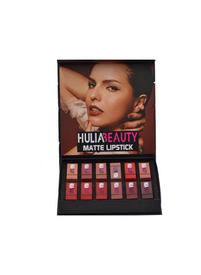 هوليا بيوتي - 12-Piece Matte Lipstick Set Red/Pink/Purple - Image 1
