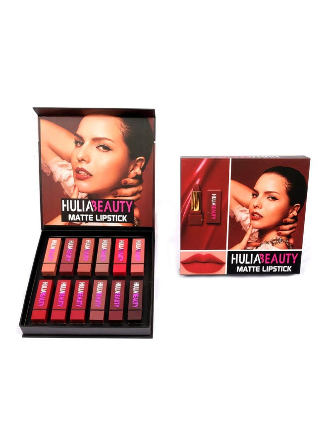 هوليا بيوتي - 12-Piece Matte Lipstick Set Red/Pink/Purple - Image 1