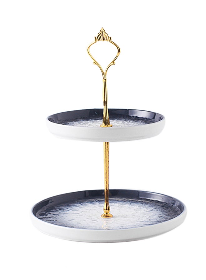 Shuer Two Layer Ceramic Round Dessert Plate With Gradient Color Grey 25.5x15.5x20.5cm - Image 4