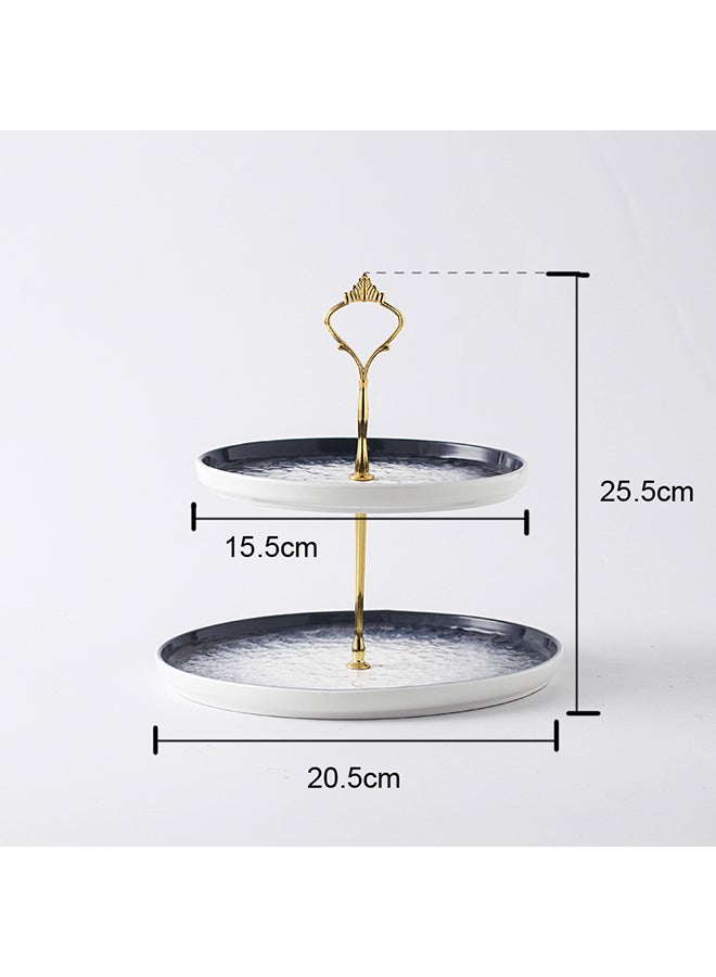 Shuer Two Layer Ceramic Round Dessert Plate With Gradient Color Grey 25.5x15.5x20.5cm - Image 3